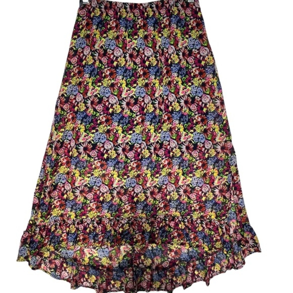 Disney Girls High Low Skirt Floral Ruffle Hem Colorful Print Size‎ L